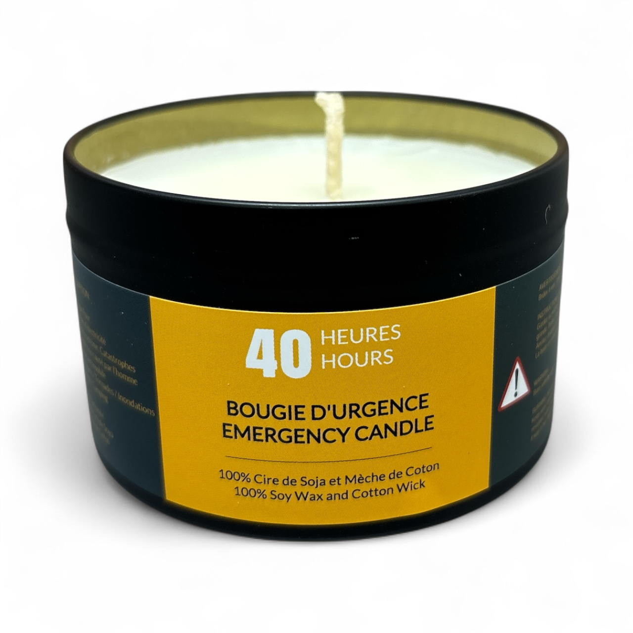 40 Hour Emergency Candle - 8 oz Black Tin