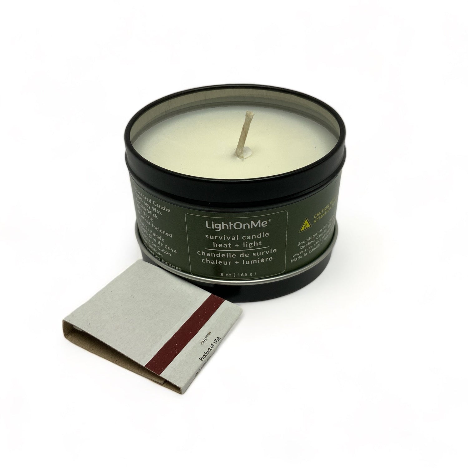 35 Hours Survival Candle, 8 oz Black Tin
