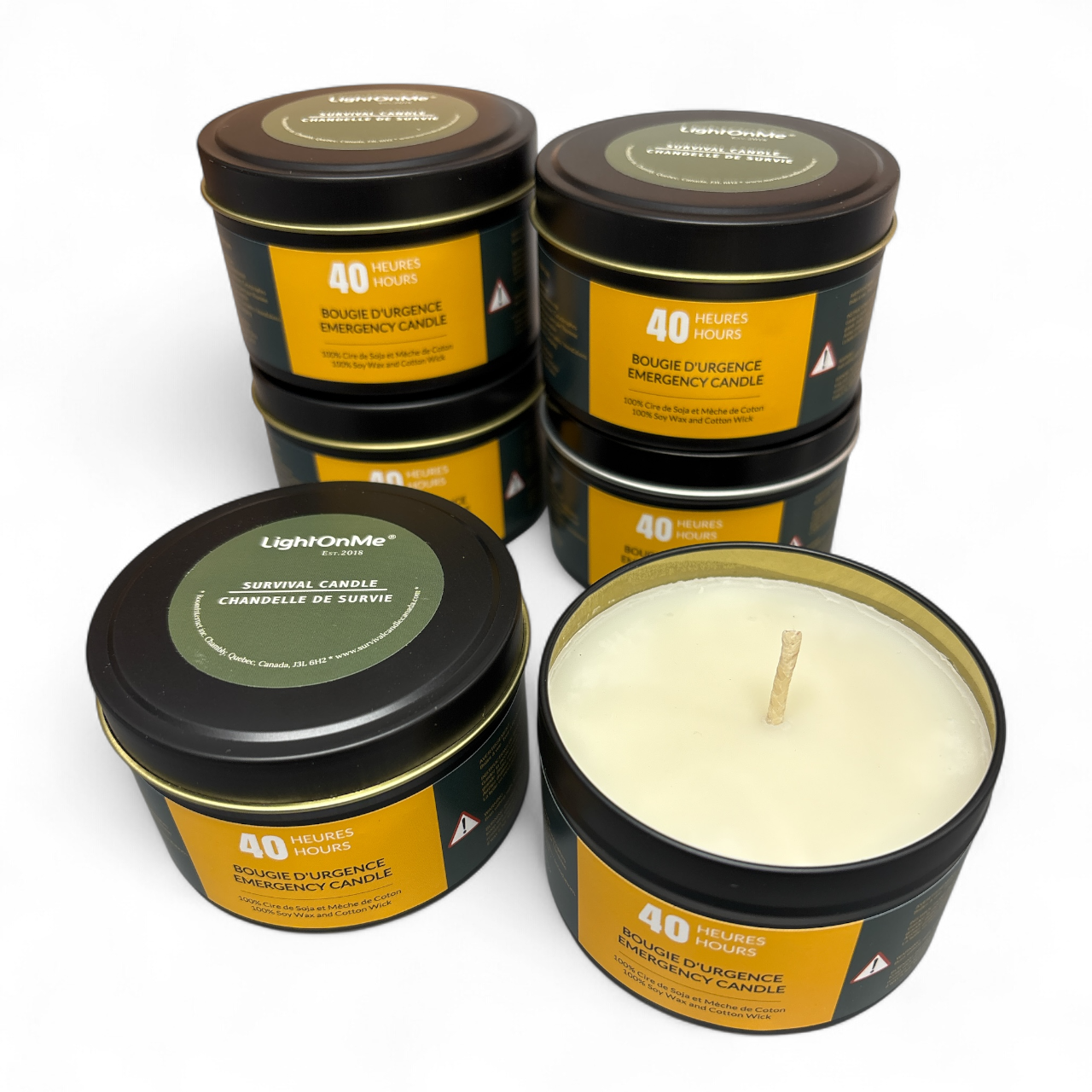40 Hour Emergency Candle - 8 oz Black Tin