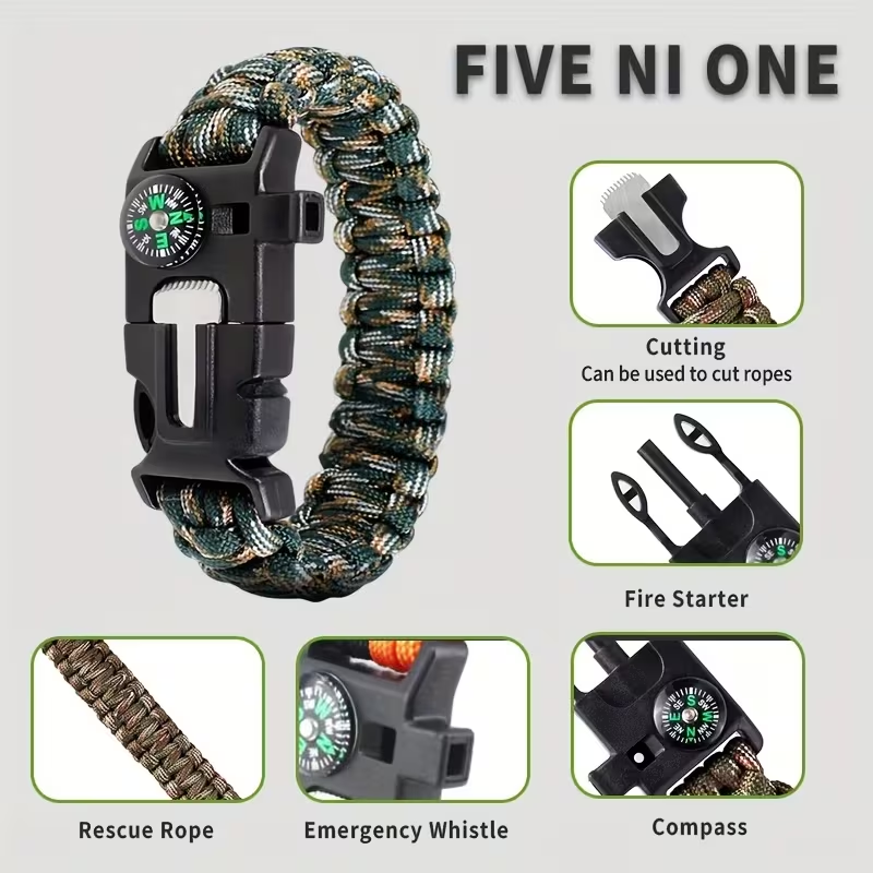 5-in-1 Paracord Survival Bracelet