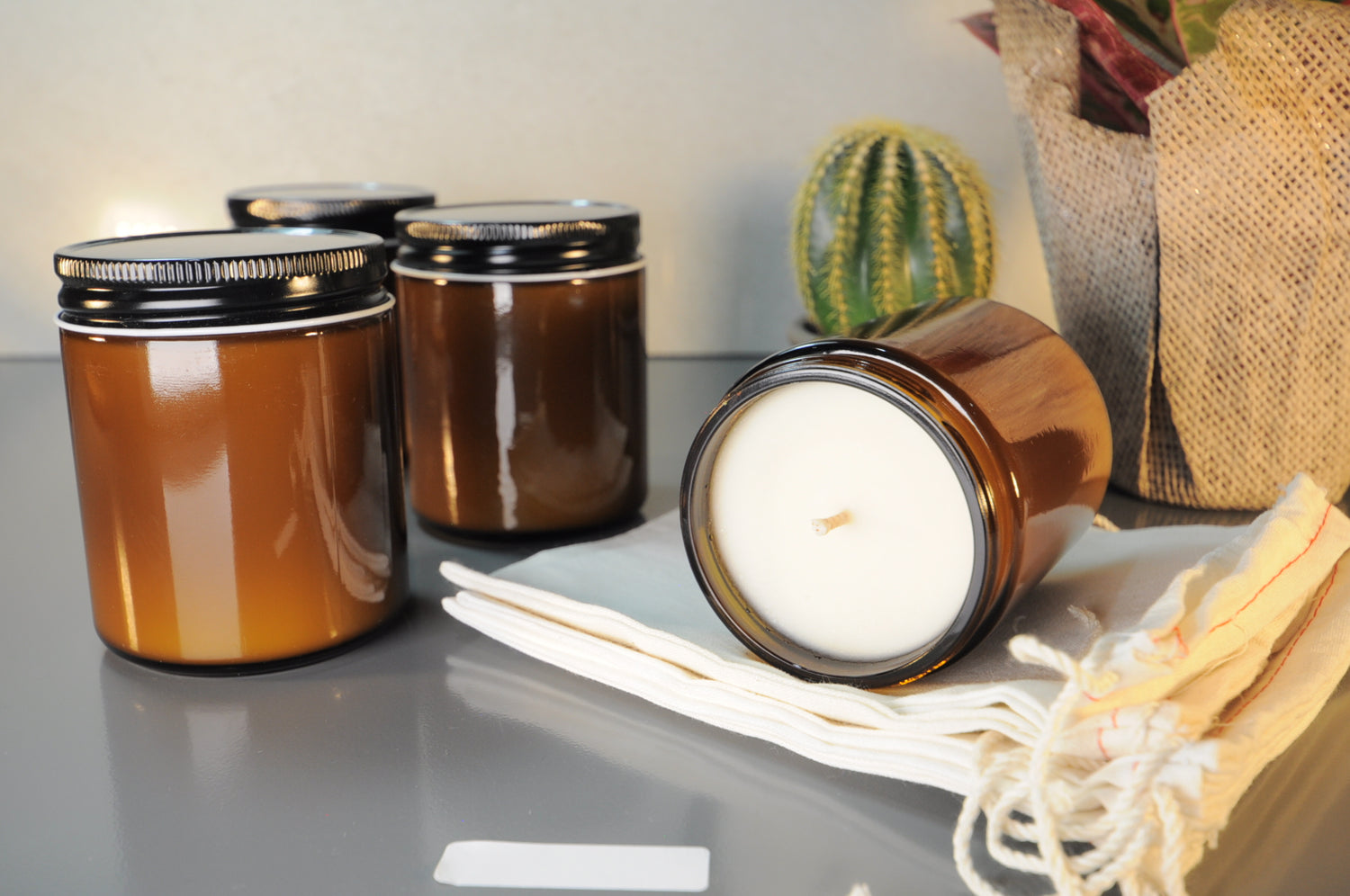 9 oz Soy Candles - Black Lid - 6 Pack No Label - Clean Cotton