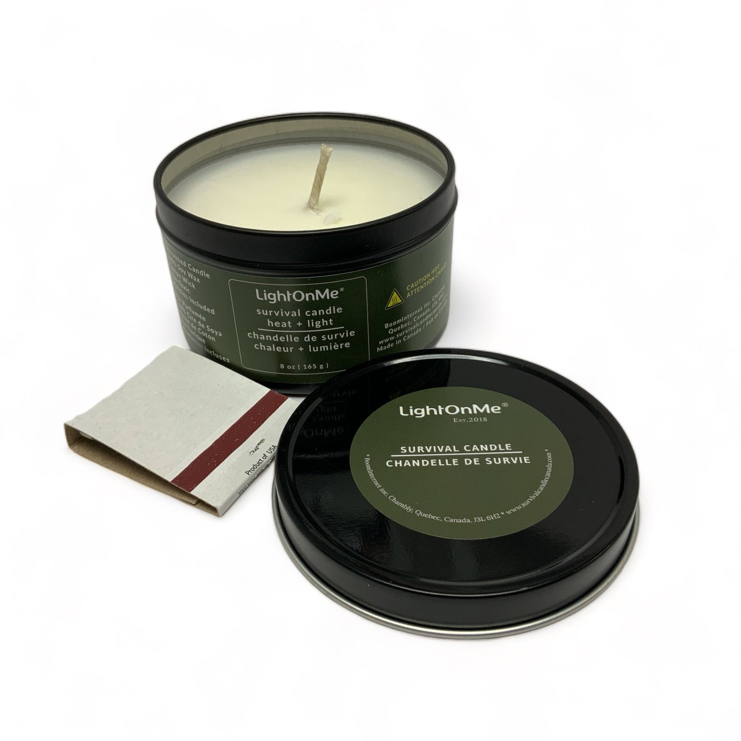 35 Hours Survival Candle, 8 oz Black Tin