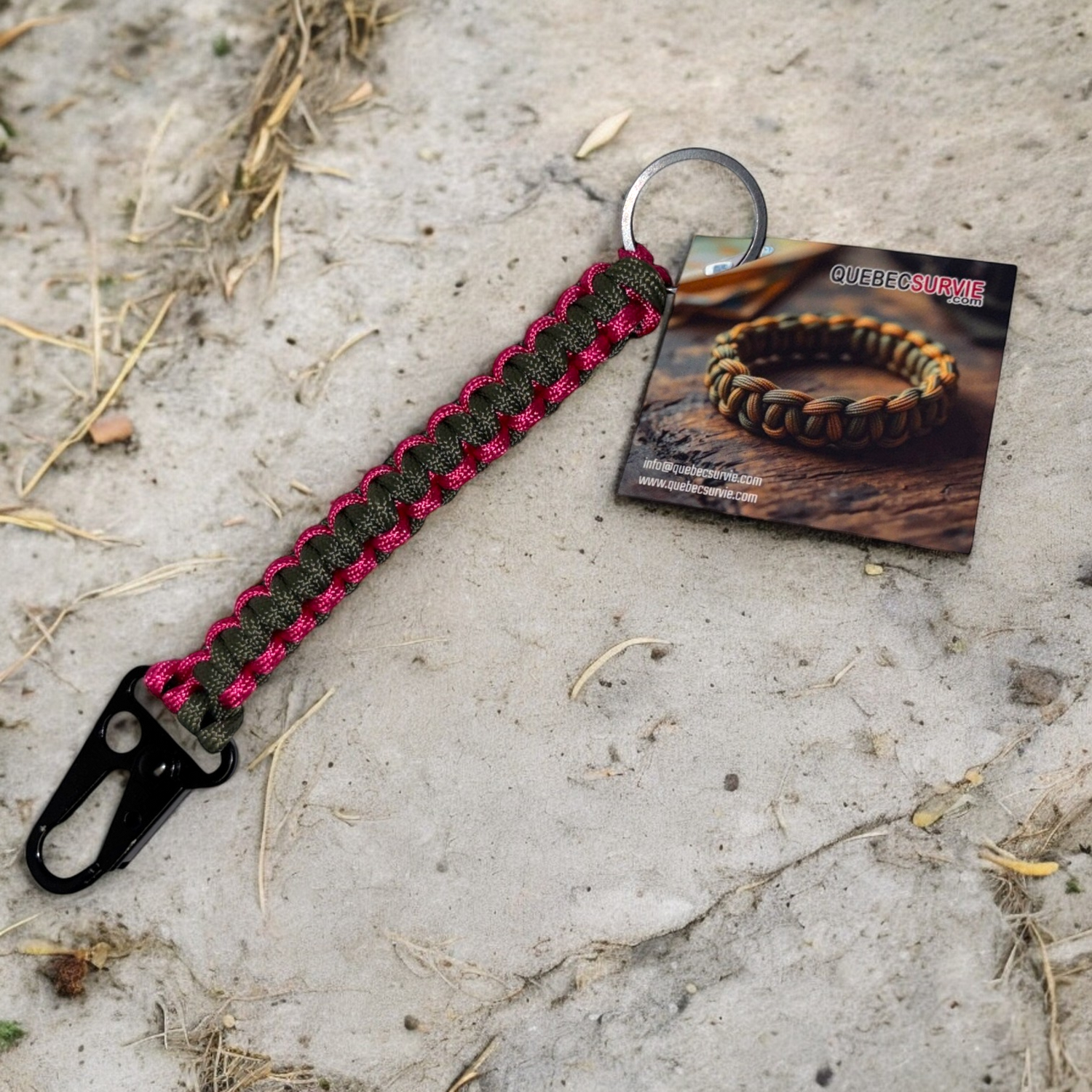 Paracord Keychain Tactical (Green+Pink)
